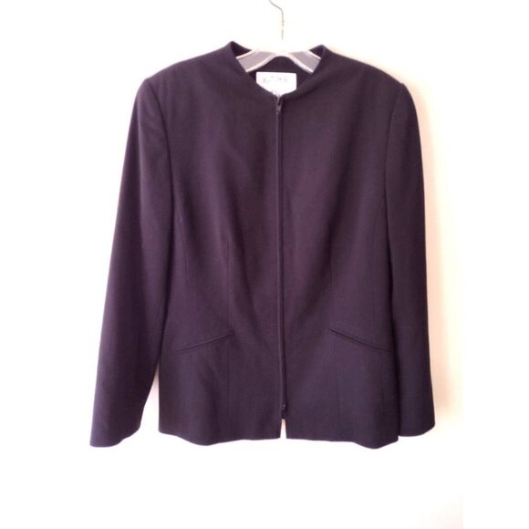 Kasper for A.S.L Women's Zip Up Blazer Jacket Size 10 Black Career Work Sz 10 - Picture 1 of 10